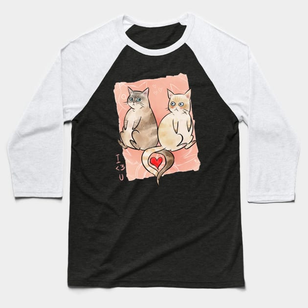 I Heart You, Valentine Cat Baseball T-Shirt by stark.shop